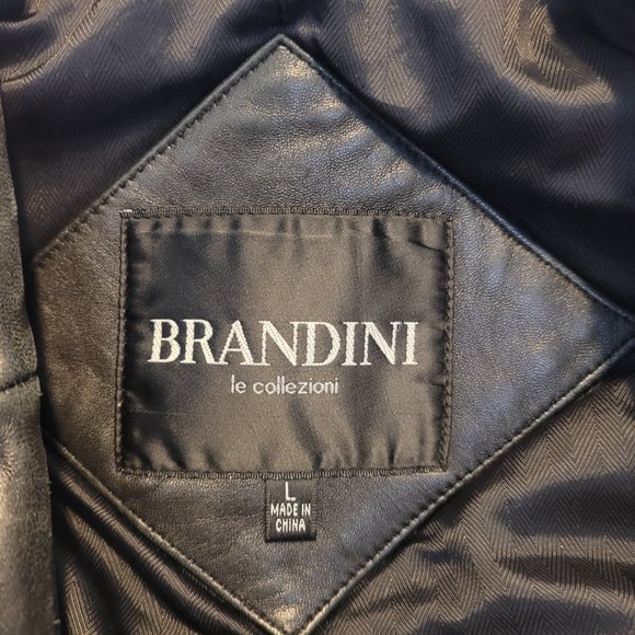 *SOLD* Brandini le collezioni Men's Black Leather Coat Size Large - Picture 11 of 11